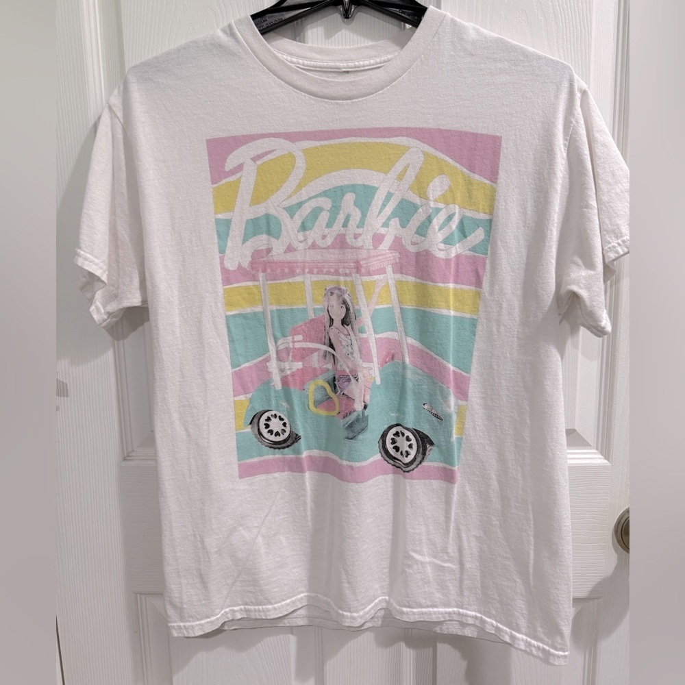Barbie White Tee with Pastel Graphic